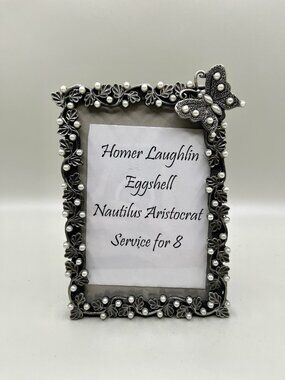 Sicura Italian Designs Butterfly Pearl 4x6 Photo Frame Silver Tone Cottagecore
